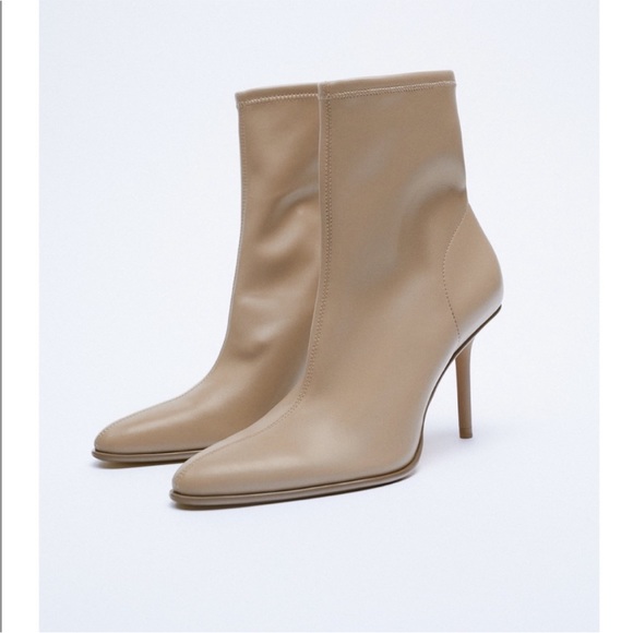 Zara Sock Style Ankle Heeled Booties - Picture 1 of 10